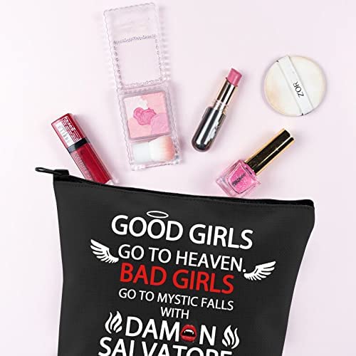 G2TUP The Vampire Inspired DS Fans Cosmetic Bag Bad Girls Go to Mystic-Falls with D TVD TV Show Series Gift (DS Black makeup bag)