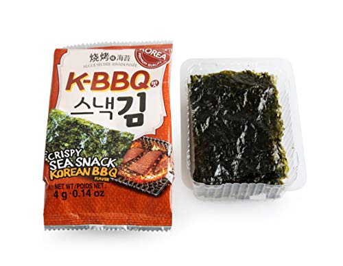 Wang Roasted Seaweed Snack, Korean Barbeque Flavored, Keto-friendly, Vegan, Gluten-Free, Healthy Snack 0.14 Ounce, Pack of 16