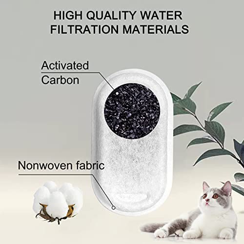 Cat Water Fountain Filters for 108/3.2L& 67oz/2L Stainless Steel Pet Water Dispenser Fountain Filters,8 Cat Fountain Filter Replacement with 8 Sponges