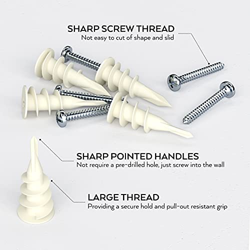 INCLY 100 PCS #8 Drywall Anchors Kit Self Drilling?50 Plastic Dry Wall Anchors and 50 Philips Screws Assortment for Hanging and Mounting with Case, Self Drilling Sheetrock Anchors