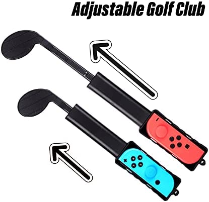 KUNSLUCK Joy-Con Golf Club for Nintendo Switch/Switch OLED, Mario Golf Games Accessories Controller Grip for Mario Golf Super Rush, Black (2 Pack)