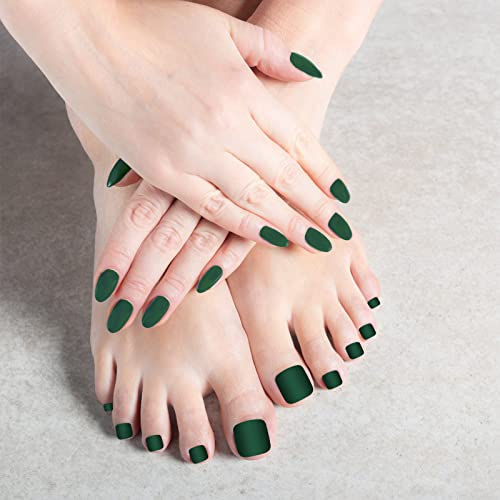 336 Pieces 12 Sets False Toe Nails Matte Short Square Fake Toenails Full Cover Glue-on Fake Toe Nails Solid Color Matte False Toe Nails for Women Girls Favors (Chic Colors)