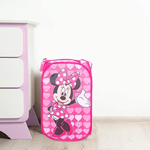 Jay Franco Disney Minnie Mouse Pop Up Hamper - Mesh Laundry Basket/Bag with Durable Handles (Official Disney Product)