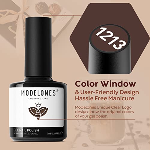 modelones Gel Nail Polish - 6 Colors Skin Tone Brown Nude Gel Polish Brown Neutral Nail Polish Beige Khaki Gel Nail Polish Set, Soak Off French Nail Art Manicure DIY Home Salon Gift for Women Mom