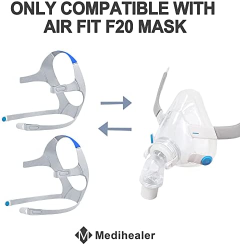 2Packs Replacement CPAP Headgear for Airfit F20 with Clips, 2Packs Replacement Headgear Compatible with AirFit F20(Standard),Flexible Headgear Elasticity, Great-Value Supplies by Medihealer.