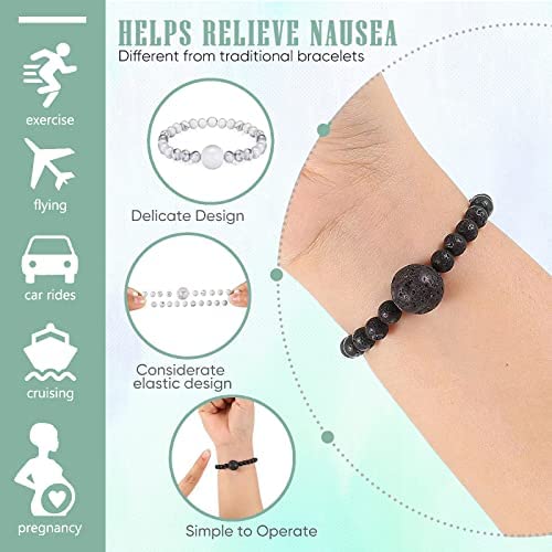 Anti Motion Sickness Bands, Nausea Wristband, Morning Sickness Nausea Relief, Adjustable Acupressure Bracelet for Sea Car Travel Sickness, Push Bead Into Wrist, Helps Vertigo, Relieves Dizziness