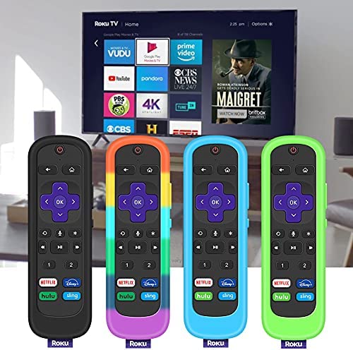 Case for Roku Voice Remote Pro, Cover Roku Ultra 2020/2019/2018 Remote Control Silicone Protective Controller Back Sleeve Holder Universal Replacement Skin New Battery Protector (Rainbow)