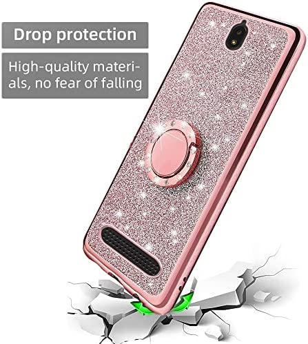 B-wishy for Blu View 2 Case for Women, Glitter Crystal Slim TPU Luxury Bling Cute Protective Cover with Kickstand+Strap for Blu View 2 B130DL