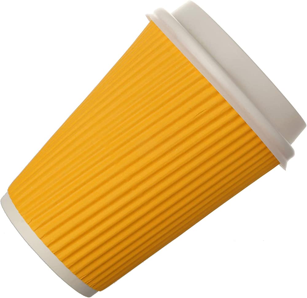 Snapcups Best Disposable Coffee Cups to Go - Premium Hot Paper Cup With Lids 12 Oz(30 count), Yellow - Perfect for Ripple and Insulated Cups - No Soaking or Smells - No Sleeves Needed