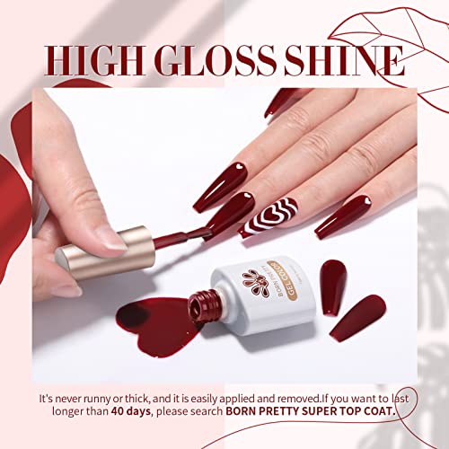 BORN PRETTY Burgundy Gel Nail Polish Soak Off UV LED Nail Lamp Gel Polish Nail Art Manicure Salon DIY Home 10ML