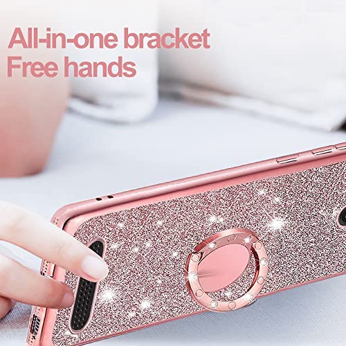 B-wishy for Blu View 2 Case for Women, Glitter Crystal Slim TPU Luxury Bling Cute Protective Cover with Kickstand+Strap for Blu View 2 B130DL