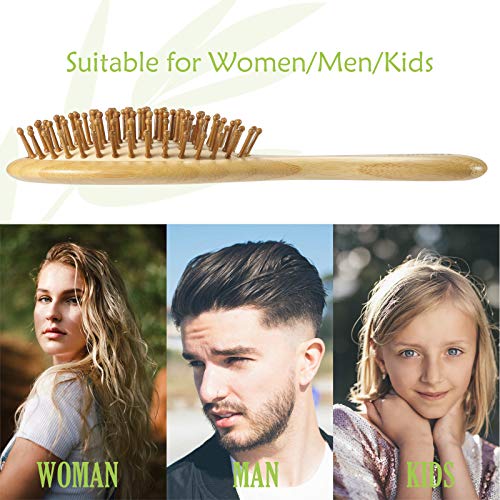 GAINWELL Bamboo Paddle Hair Brush - Bamboo Bristles Detangling Hairbrush for Massaging Scalp