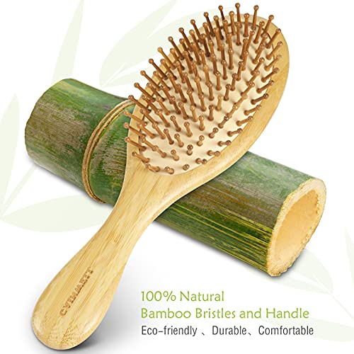 GAINWELL Bamboo Paddle Hair Brush - Bamboo Bristles Detangling Hairbrush for Massaging Scalp