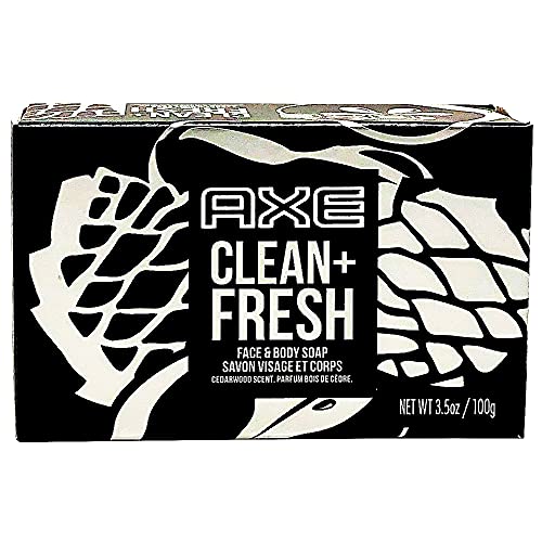Axe Bar Soap for Men, Clean + Fresh 3.7 oz (100g) - 4 Pack