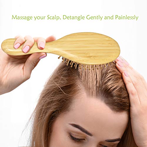 GAINWELL Bamboo Paddle Hair Brush - Bamboo Bristles Detangling Hairbrush for Massaging Scalp