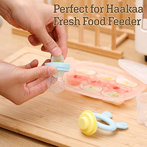 haakaa Silicone Nibble Tray -Breastmilk Teething Popsicle Mold - Baby Fresh Food Freezer Nibbler Feeder- Ice Cube Tray - Baby Serving Divided Sausage Plate - 4m+Baby Toddler -Pineapple Blush