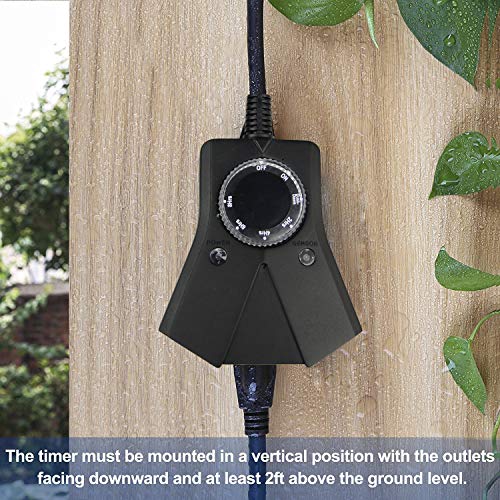 ECOPlugs Outdoor Light Timer Outlet waterproof, Christmas Lights Timer Outlet Switch, Electrical Outlet Timers Programmable Outdoor