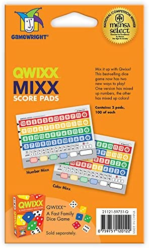 Gamewright Qwixx Mixx - Genuine Enhanced Game Play Add-On Replacement Scorecards for Qwixx - A Fast Family Dice Game