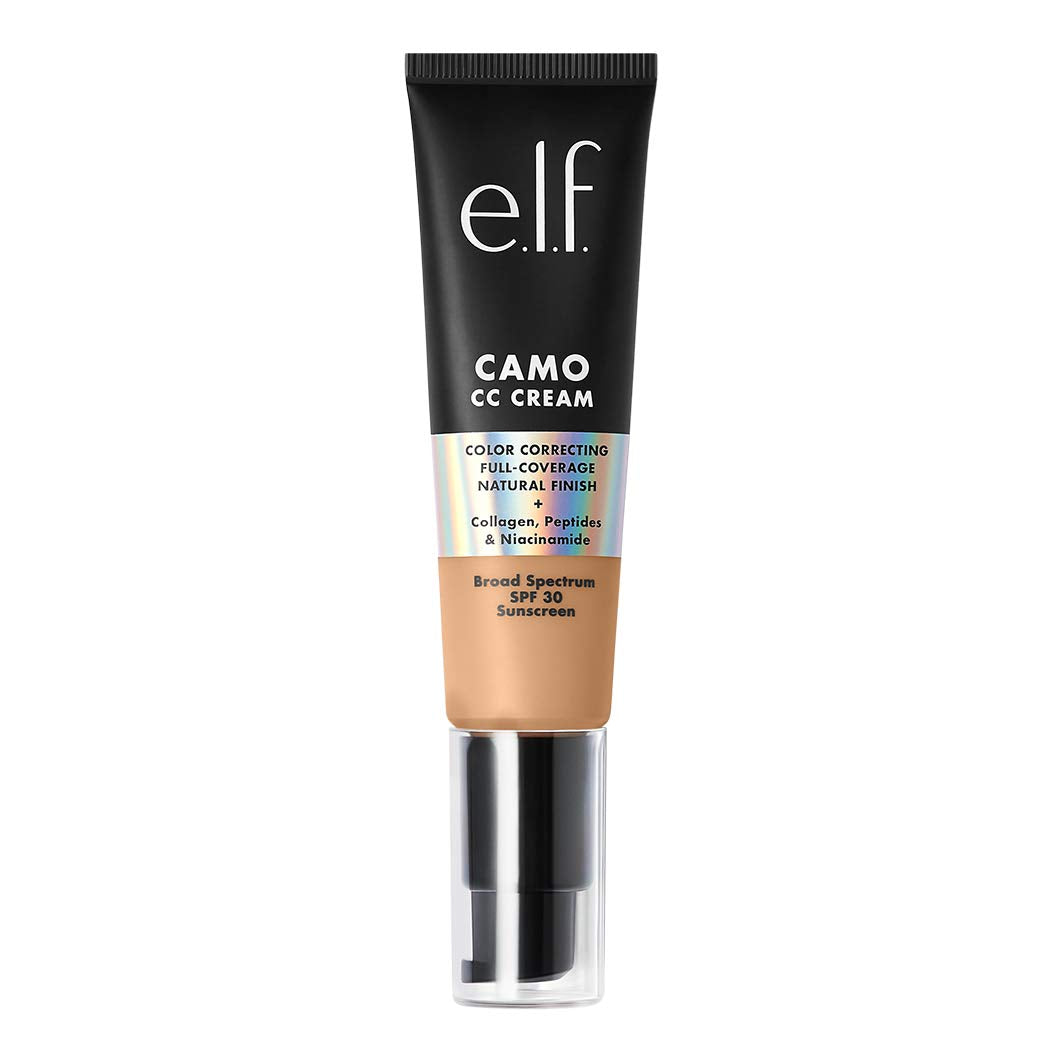 e.l.f. Camo CC Cream, Color Correcting Medium-To-Full Coverage Foundation with SPF 30, Medium 330 W, 1.05 Oz (30g)