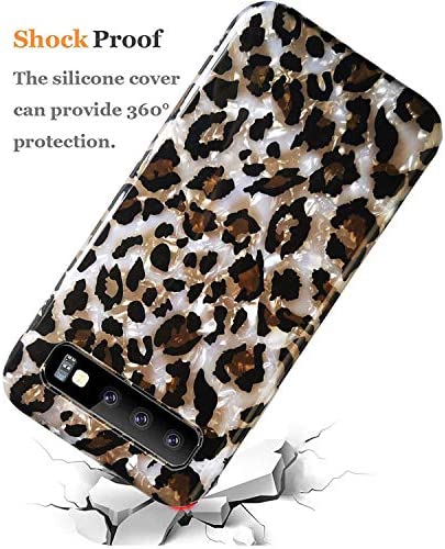 J.west Leopard Case for Galaxy S10 Plus Case 6.4 inch, Luxury Sparkle Cheetah Print Girls Women Pretty Design Ultra Slim Soft Silicone Protective Phone Case Cover for Samsung Galaxy S10 Plus