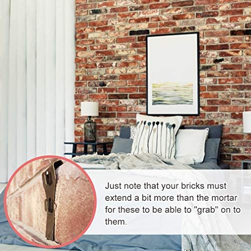 Brick Wall Clips Hooks Fastener - Coideal 12 PCS Metal Brick Hangers Hook Clip for Outdoor Hanging Pictures Lights Wreaths Stockings Garland No Drill, Fit Brick 2 1/5 to 2 1/2 Inch (Bronze)