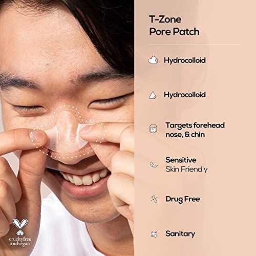 Hanhoo T-Zone Pore Patch | Hydrocolloid Nose Patches | For Blackheads & Clogged Pores | Fits Nose, Chin, and Forehead | Cruelty-free and Vegan | 8 Patch Count - 4 Pore Patches & 4 Triangle Patches