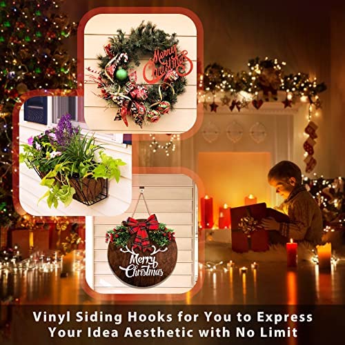 Vinyl Siding Hooks (20 Pack), Heavy Duty Stainless Steel Vinyl Siding Hangers, Low Profile No Hole Siding Clips for Hanging Lights Wreath Decorations Outdoor
