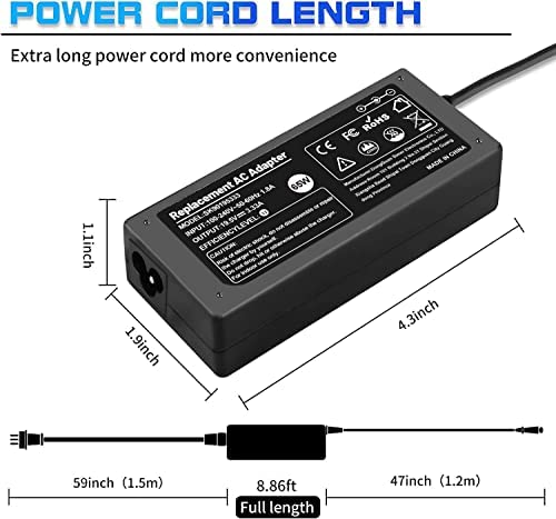 65W Laptop AC Adapter for HP Envy X360 Charger 15-U050CA 15-U002XX Envy 15 15T Chromebook 14 11 G3 G4 G5 EE Series 11-V010WM 11-V020WM 11-V031NR HP Pavilion 11 13 15 Power Supply Cord