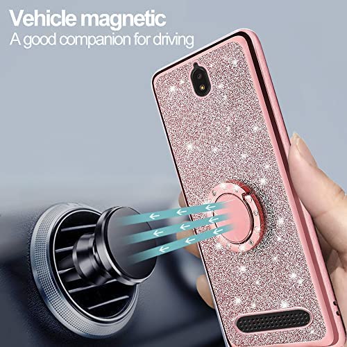 B-wishy for Blu View 2 Case for Women, Glitter Crystal Slim TPU Luxury Bling Cute Protective Cover with Kickstand+Strap for Blu View 2 B130DL