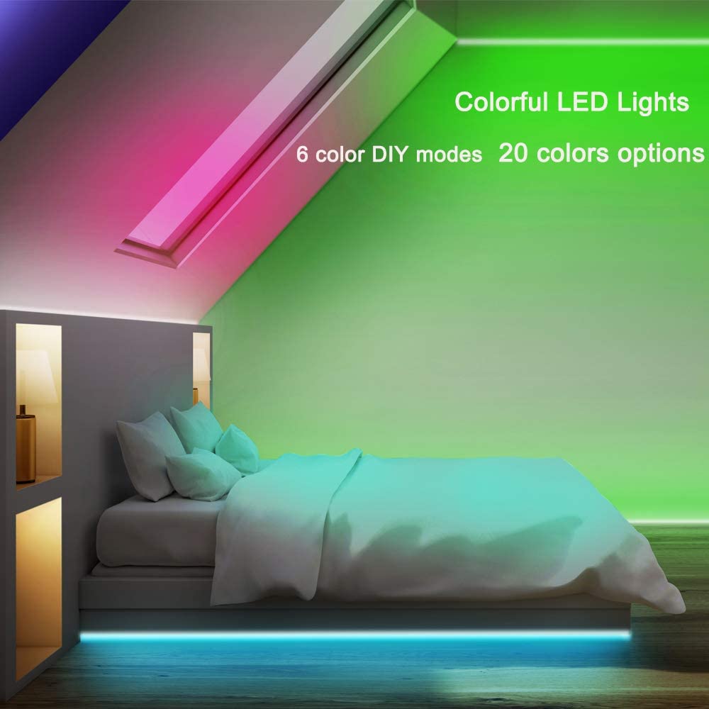 Led Strip Lights 32.8ft, RGB Color Changing for Bedroom, Room, Kitchen, Ceiling with 44 Keys Remote Control (300leds)