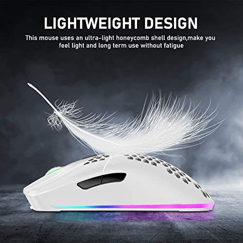 Wireless Gaming Mouse Lightweight Honeycomb Design 3200 DPI Rechargeable Gaming Mouse with 16 Rainbow Backlit, USB Receiver,Compatible with PC Gamers and Xbox and PS4 Users
