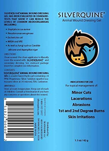 Silverquine Advanced Active Hydrogel Wound and Skin Care for Dogs Cats Horses Protects and Fast Healing from Cuts Hotspot Burns Scratches Skin Irritation Soothing Gel Vet Recommended