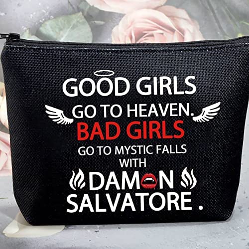 G2TUP The Vampire Inspired DS Fans Cosmetic Bag Bad Girls Go to Mystic-Falls with D TVD TV Show Series Gift (DS Black makeup bag)