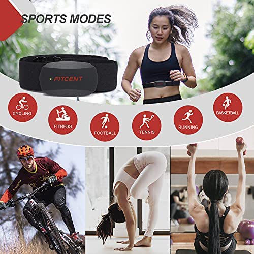 FITCENT Heart Rate Monitor Chest Strap, Bluetooth ANT+ HR Sensor for Peloton Polar Wahoo Zwift DDP Yoga Map My Ride Garmin Sports Watches