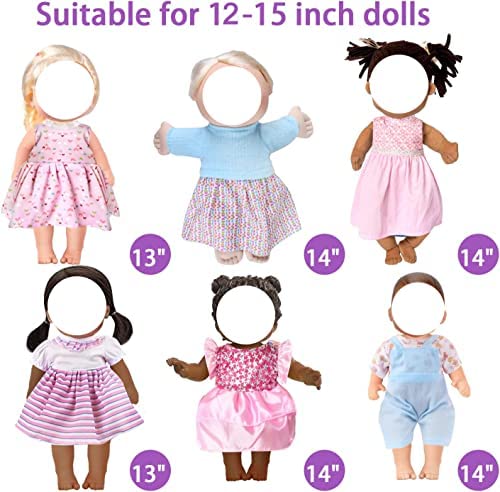 lausomile 25 Pack Alive Baby Doll Clothes Accessories Girl Gift - 12 PCS Dress Fit for 12 13 14 15 inch Doll Girl Clothes & Baby Bitty Doll, with Underwear Diapers Umbrella Milk Bottle Backpack