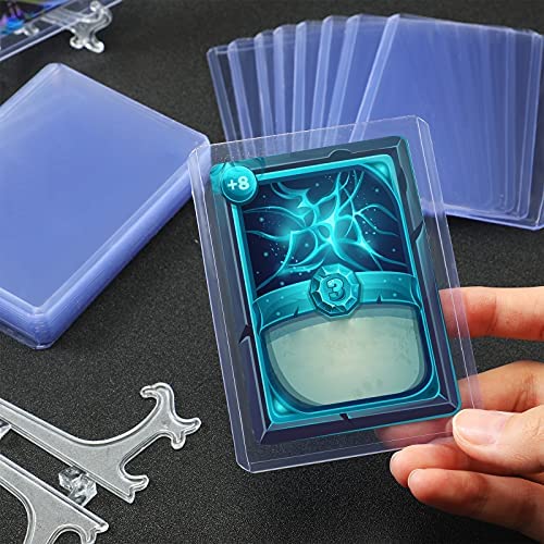 Hard Trading Cards Sleeves Plastic Card Hard Case Cover 3x4 Collector Playing Card Sleeves Protector for Baseball Football Basketball Sport Cards with Mini Easels Display Stand Holder (15 Pieces)