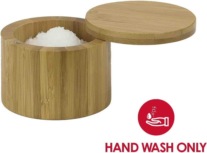 Home Basics Bamboo Swivel Salt Box with Magnetic Lid, Natural Honey (1 Tier)
