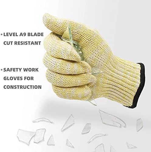 Schwer Level A9 Cut Resistant Gloves Construction Cut Gloves with Fireproof Aramid Fiber for Safety Work, HVAC, Warehouse, Lumber, Metal Detecting, Glass Handling, Wood Carving?XL?