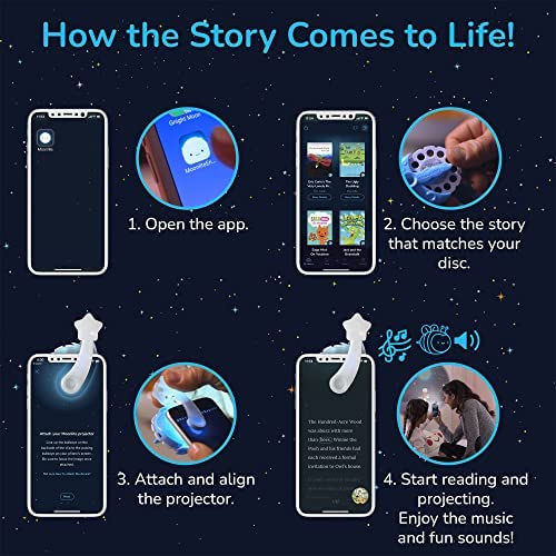 Moonlite Mini Projector with 5 Classic Disney Stories - A New Way to Read Stories Together - 5 Digital Stories with Light Projector - Dumbo, Pinocchio and More - Toys and Gifts for Kids Ages 1 and Up