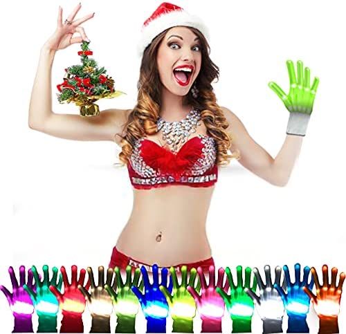 GLEDLOVES LED Gloves,LED Light Up Gloves for Kids Teens and Adults,Toy Gifts for 5-12 Year Old Boy Girl Teenage, Stocking Stuffers for Men Women,12 Colors,in Halloween Chrismas Birthday Party(1Pair/L)