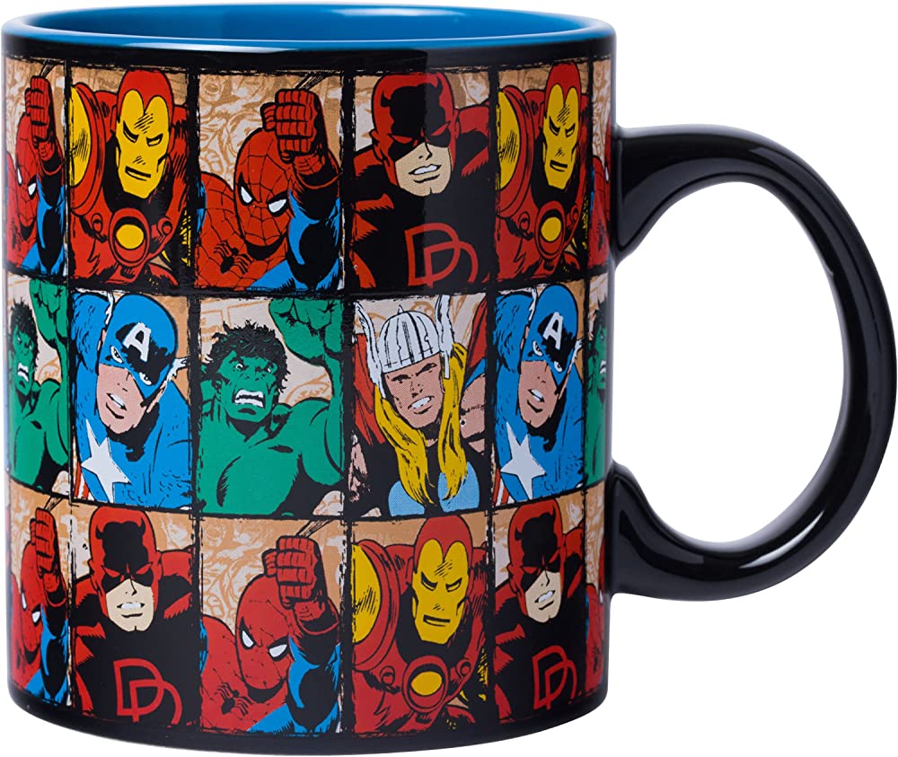 Silver Buffalo Marvel Avengers Comics Grid Jumbo Ceramic Coffee Mug, 20-Ounces