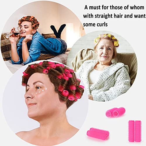 36 PCS Small Size Hair Roller-Self Grip Hair Curler Mini Sized Hairdressing Tools, Salon Curly Style for Short Hair, Pack of 36 Small 0.6 Inch (Pink)