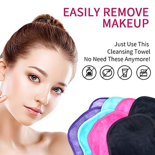 Makeup Remover Cloths 4 Count: Microfiber Reusable Fast Drying Washcloth, Face Towels for Women