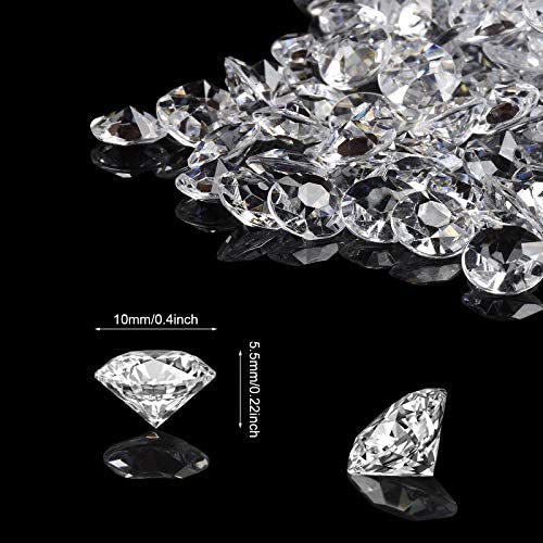 TeeLiy 1000pcs Clear 0.4inch Fake Plastic Diamonds for Vase Fillers Table Scatters, Acrylic Crystals Diamond gems Beads for Craft Decoration Weddding Table Scattering Birthday Deco (Clear)