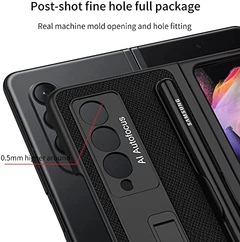 SHIEID Samsung fold 3 case with S Pen Holder, Z Fold 3 Case Leather with Kickstand Folio Flip Phone Case Cover Compatible with Samsung Galaxy Z Fold 3 5G 2021, Carbon Fiber Pattern