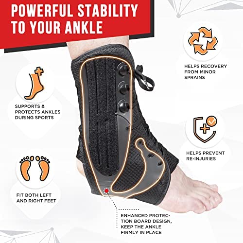 CURECARE Lace Up Ankle Brace for Women, 2022 New Upgraded Ankle Stabilizer Brace with Adjustable Ankle Wrap, Ankle Support for Men, Sprained Ankle, Injury Recovery, Achilles Tendonitis (Small)