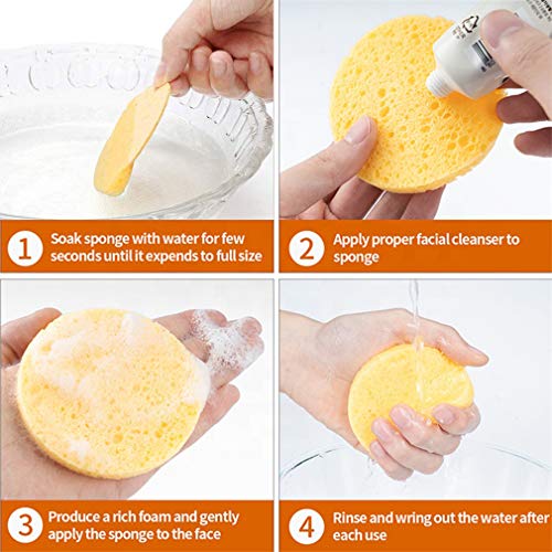 50-Count Compressed Facial Sponges for Estheticians- 100% Natural Cellulose Face Sponge Professional Cosmetic Spa Sponges for Face Cleansing, Massage, Pore Exfoliating, Mask, Makeup Removal (Yellow)