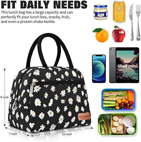 BALORAY Lunch Bags for Women Lunch Tote Cooler Bag with 2 Side Pocket Leak-proof Liner Insulated Lunch Box Lunch Bags for women/Picnic/Boating/Beach/Fishing/Work