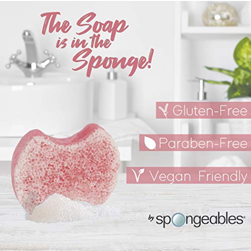 Spongeables Pedi-Scrub Foot Buffer Exfoliating Sponge with Heel Buffer and Pedicure Oil 5+ Washes Lavender Scent, Pink, 6 Count