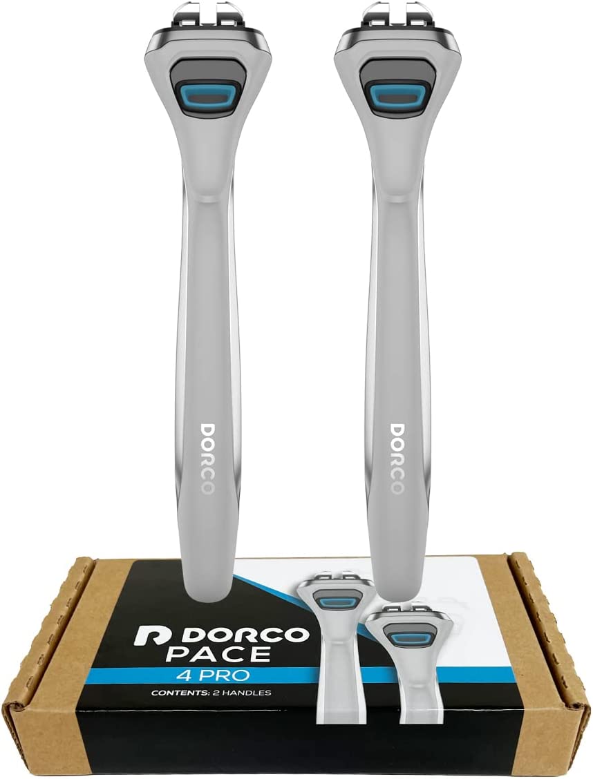 Dorco Pace 4 Pro - Four Blade Razor Shaving System - 2 Replacement Handles (Handles Only)